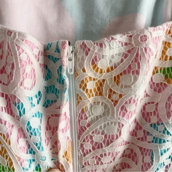 Lilly Pulitzer Morrison Lace Overlay Sleeveless Dress Cutout Back Pink Blue Sz 8 - Picture 12 of 14